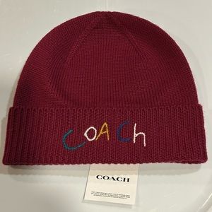 Coach 100% Wool Embroidered Beanie Hat